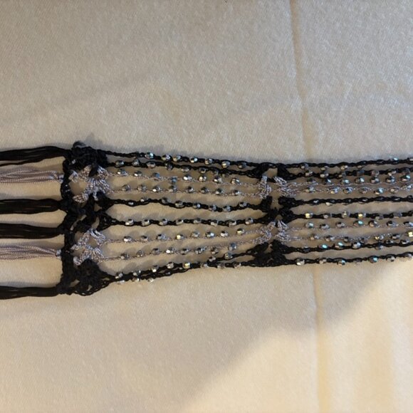 Beautiful Silver and Black Beaded Scarf - Picture 2 of 8